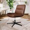 Flash Furniture Chloe Wide Mid-Back Cognac Padded LeatherSoft Armless Office Chair, Swivel Function, Black Frame CH-232196-CGN-BK-GG - alternate 6